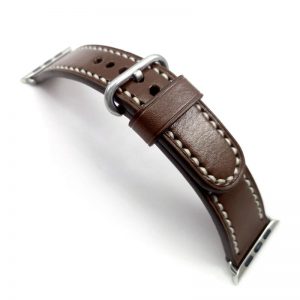 Apple Watch Strap Dark Brown With White / Dark Brown Stitching Basic Apple Coffee