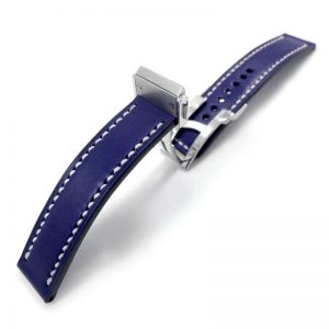 Watch Strap With Clasp – Automatic Blue With White / Blue Stitching Royal Choice Cosmic Blue