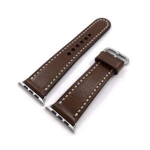 Apple Watch Strap Dark Brown With White / Dark Brown Stitching Basic Apple Coffee