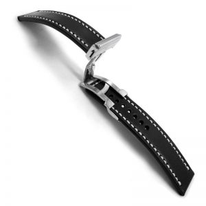 Watch Strap With Clasp – Automatic Black With White / Black Line Royal Choice Black