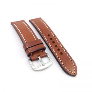 Watch Strap Brown With White / Brown Stitching Basic Smoked Italian Leather