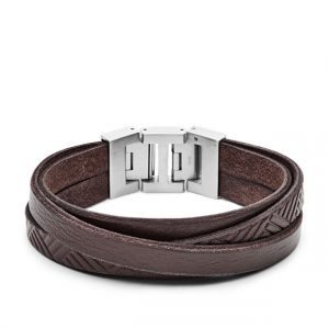 TEXTURED BROWN LEATHER WRIST WRAP