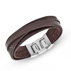 TEXTURED BROWN LEATHER WRIST WRAP