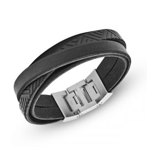 TEXTURED BLACK LEATHER WRIST